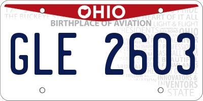 OH license plate GLE2603