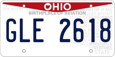 OH license plate GLE2618