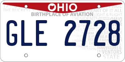 OH license plate GLE2728