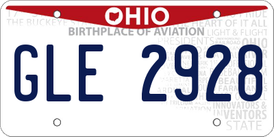 OH license plate GLE2928