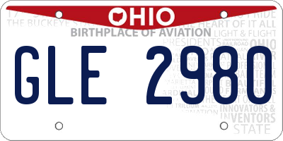 OH license plate GLE2980