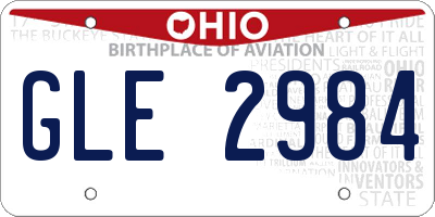 OH license plate GLE2984