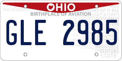 OH license plate GLE2985