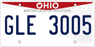 OH license plate GLE3005