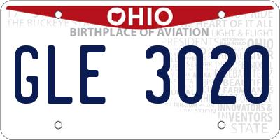 OH license plate GLE3020