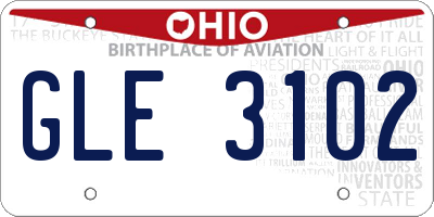 OH license plate GLE3102