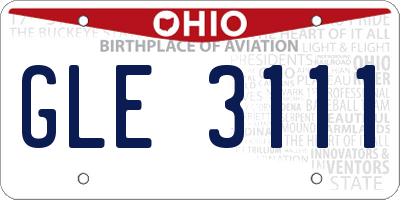 OH license plate GLE3111
