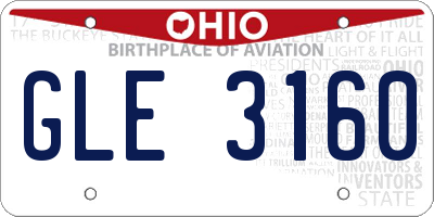 OH license plate GLE3160