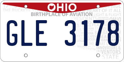 OH license plate GLE3178