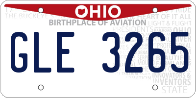 OH license plate GLE3265