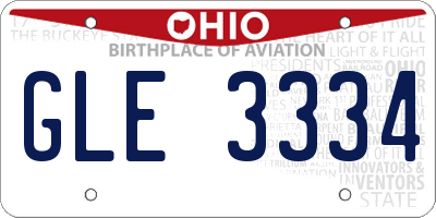 OH license plate GLE3334