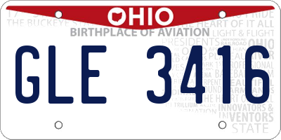 OH license plate GLE3416