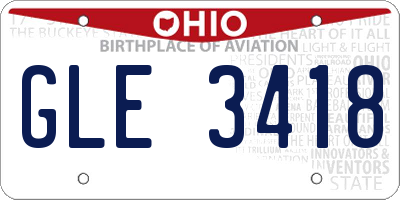 OH license plate GLE3418
