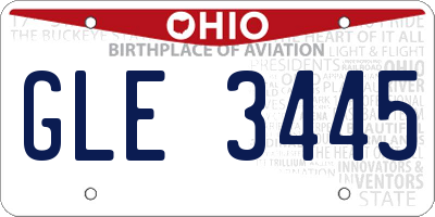 OH license plate GLE3445