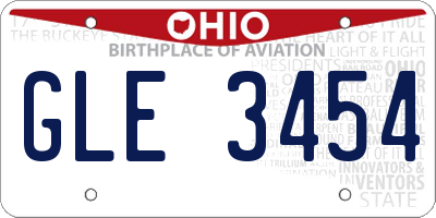OH license plate GLE3454