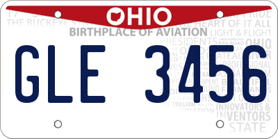 OH license plate GLE3456