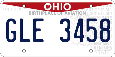 OH license plate GLE3458