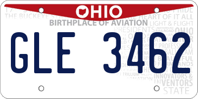 OH license plate GLE3462
