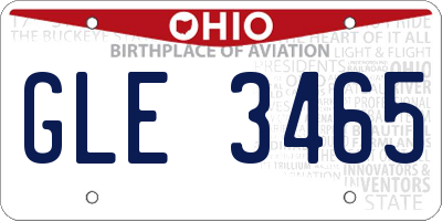 OH license plate GLE3465