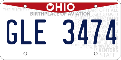 OH license plate GLE3474