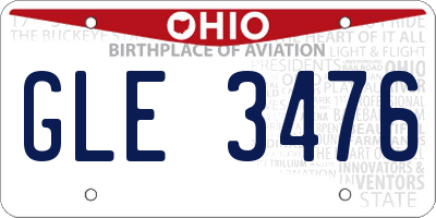 OH license plate GLE3476