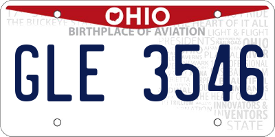 OH license plate GLE3546