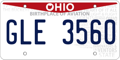 OH license plate GLE3560