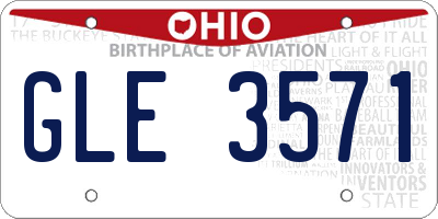 OH license plate GLE3571