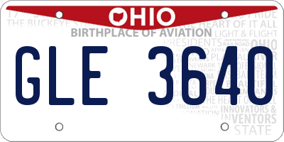 OH license plate GLE3640