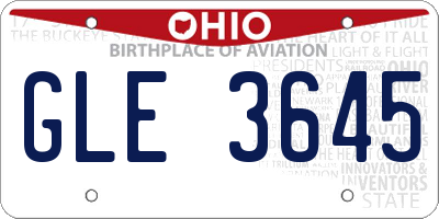 OH license plate GLE3645