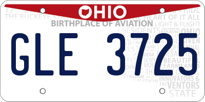 OH license plate GLE3725