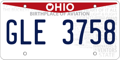 OH license plate GLE3758