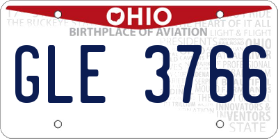 OH license plate GLE3766