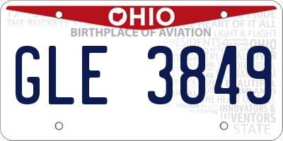 OH license plate GLE3849