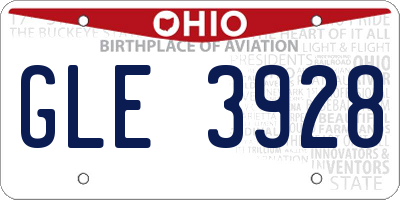 OH license plate GLE3928