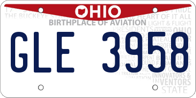OH license plate GLE3958