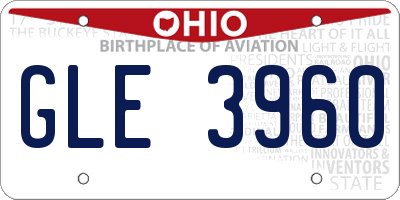 OH license plate GLE3960