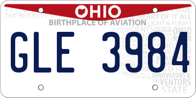 OH license plate GLE3984