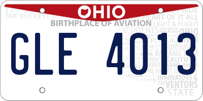 OH license plate GLE4013