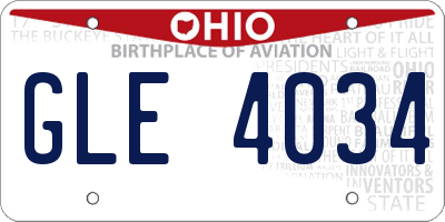 OH license plate GLE4034