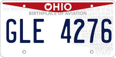 OH license plate GLE4276