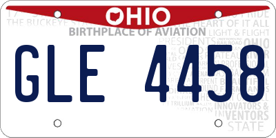 OH license plate GLE4458