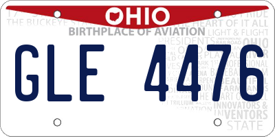 OH license plate GLE4476