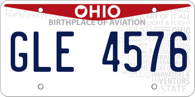 OH license plate GLE4576