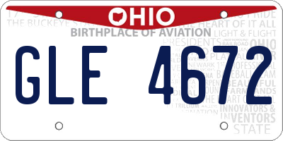 OH license plate GLE4672