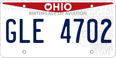 OH license plate GLE4702
