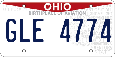 OH license plate GLE4774