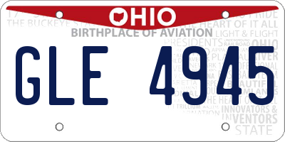 OH license plate GLE4945