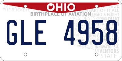 OH license plate GLE4958