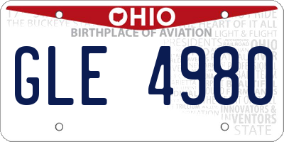 OH license plate GLE4980